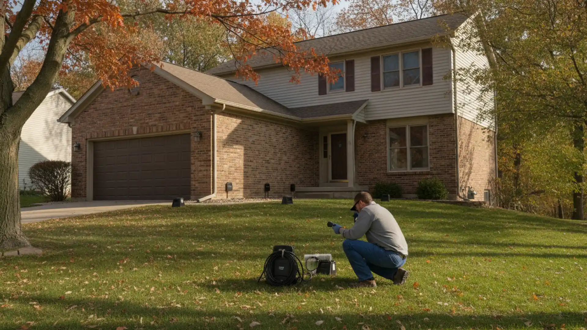 Suburban two-story home with an attached garage in a Joliet, Illinois subdivision